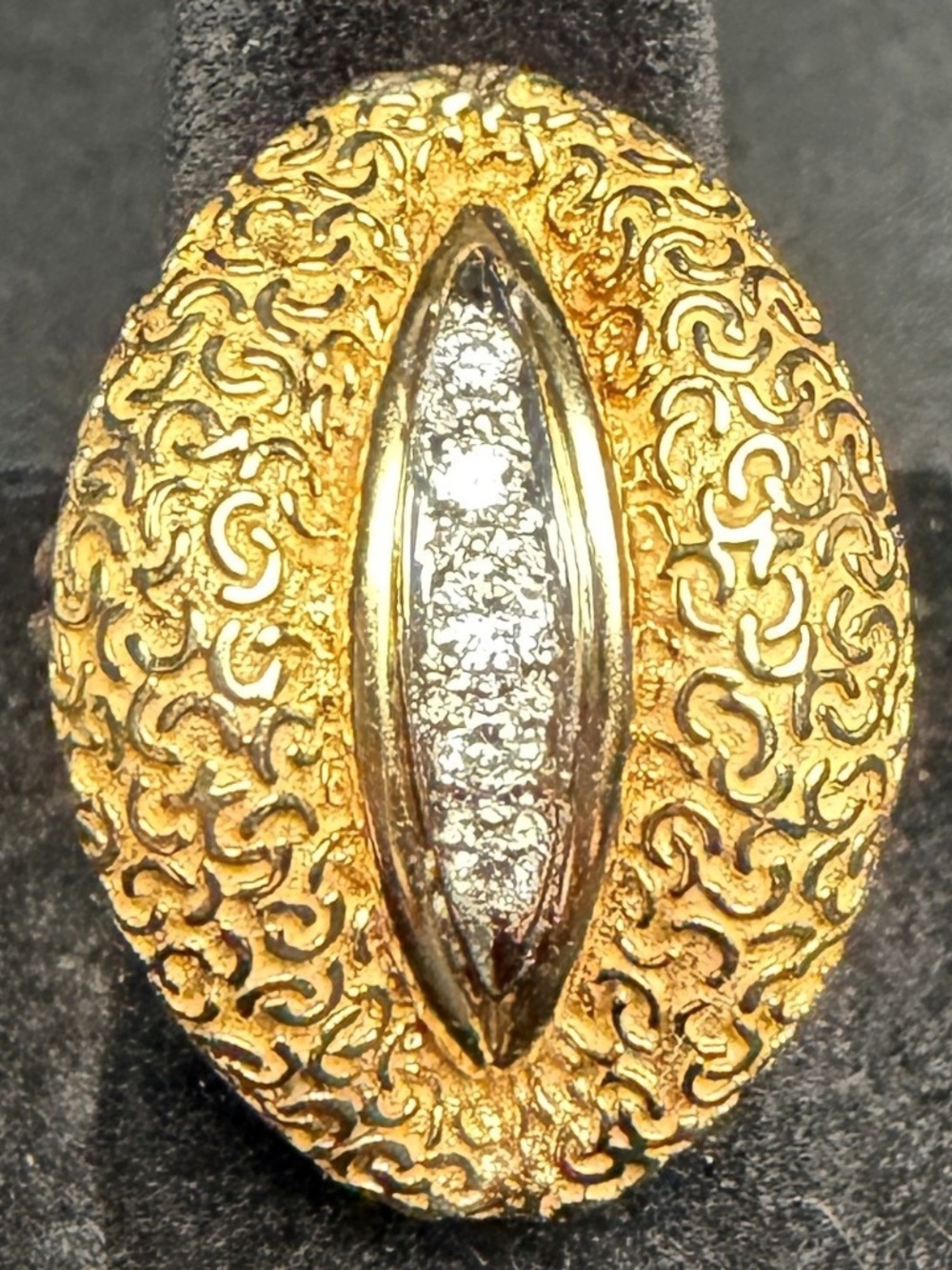OOAK Custom 14k Yellow & White Gold NSFW Lip Ring w/ 5 Round Cut Diamonds